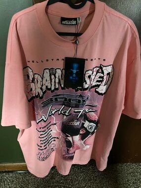 Authentic Hellstar Pink Graphic Short Sleeve Tee
